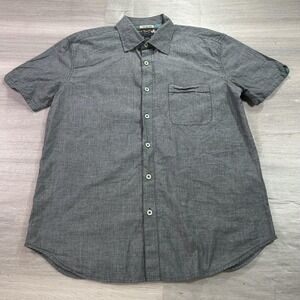 Nat Nast Shirt Mens Medium Gray Chambray Short Sleeve‎ Button Down Cotton Pocket